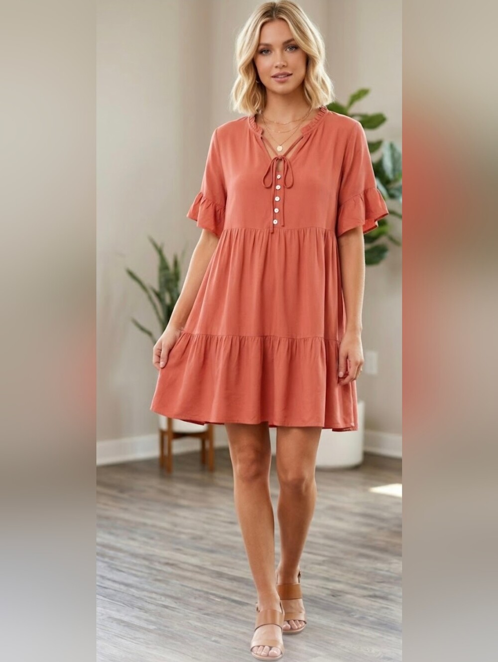 SHEIN 100% Viscose tiered midi dress 12